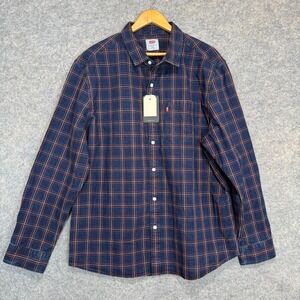 Levi's Button Shirt Mens 2XL Blue Red Checkered Pocket Durable Tee NEW NWT